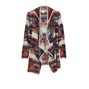Lucky Brand size XS Multicolor Open Front Cardigan Sweater Aztec pattern